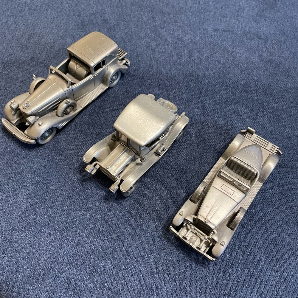 Danbury Mint Pewter Vintage Car Collection- 3 Pieces